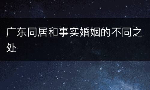 广东同居和事实婚姻的不同之处