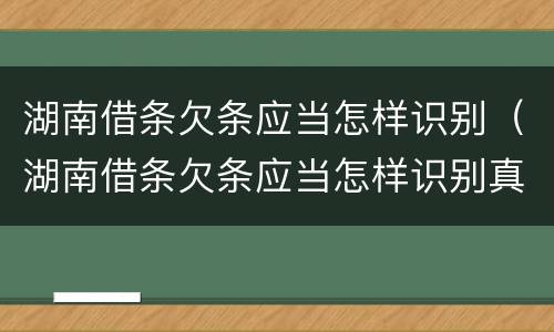 湖南借条欠条应当怎样识别（湖南借条欠条应当怎样识别真伪）