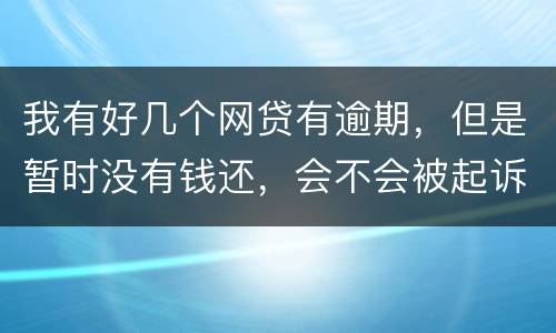 我有好几个网贷有逾期，但是暂时没有钱还，会不会被起诉抓人啊