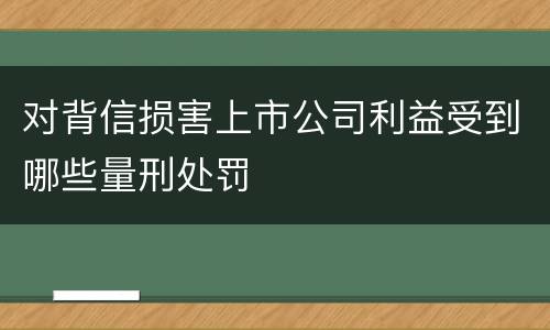 对背信损害上市公司利益受到哪些量刑处罚