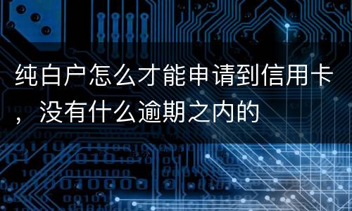 纯白户怎么才能申请到信用卡，没有什么逾期之内的