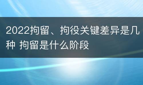 2022拘留、拘役关键差异是几种 拘留是什么阶段