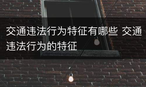 交通违法行为特征有哪些 交通违法行为的特征