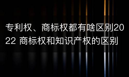 专利权、商标权都有啥区别2022 商标权和知识产权的区别