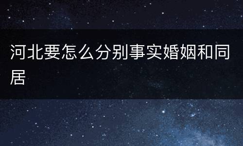 河北要怎么分别事实婚姻和同居