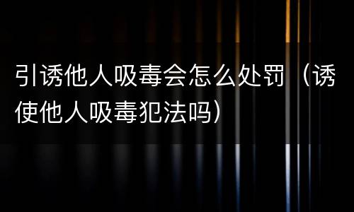 引诱他人吸毒会怎么处罚（诱使他人吸毒犯法吗）