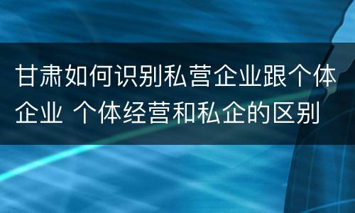 甘肃如何识别私营企业跟个体企业 个体经营和私企的区别