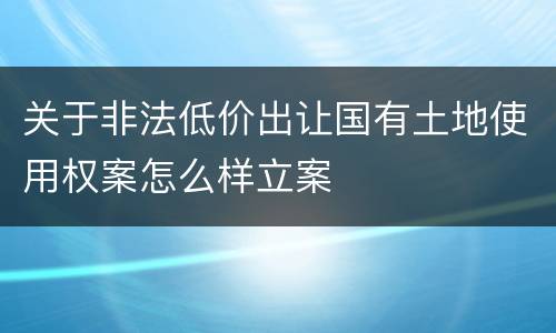 关于非法低价出让国有土地使用权案怎么样立案