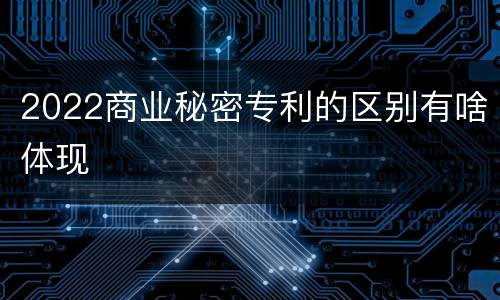 2022商业秘密专利的区别有啥体现