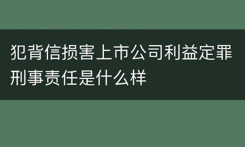 犯背信损害上市公司利益定罪刑事责任是什么样