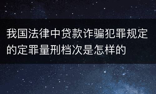 我国法律中贷款诈骗犯罪规定的定罪量刑档次是怎样的