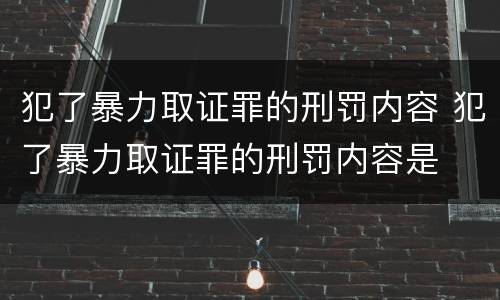 犯了暴力取证罪的刑罚内容 犯了暴力取证罪的刑罚内容是