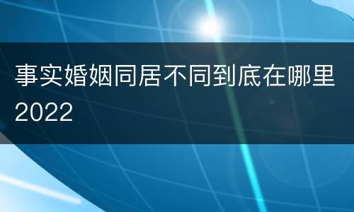 事实婚姻同居不同到底在哪里2022