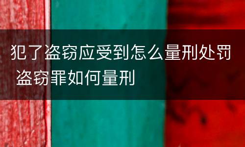 犯了盗窃应受到怎么量刑处罚 盗窃罪如何量刑