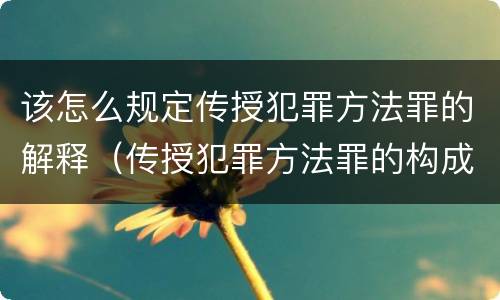 该怎么规定传授犯罪方法罪的解释（传授犯罪方法罪的构成要件）