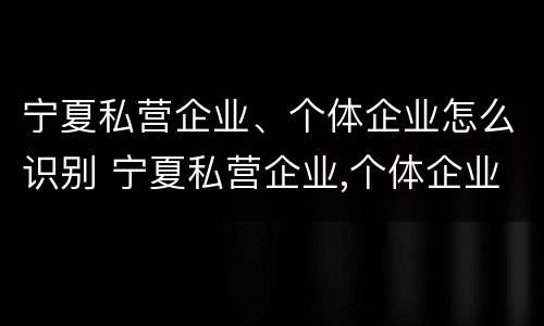 宁夏私营企业、个体企业怎么识别 宁夏私营企业,个体企业怎么识别出来