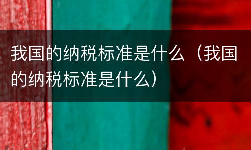 我国的纳税标准是什么（我国的纳税标准是什么）