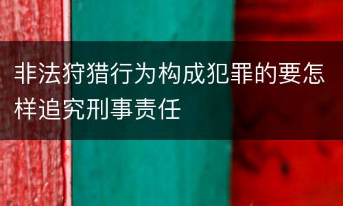 非法狩猎行为构成犯罪的要怎样追究刑事责任