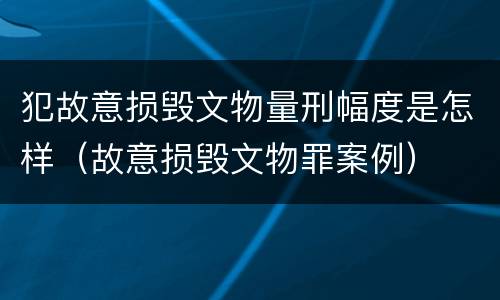 犯故意损毁文物量刑幅度是怎样（故意损毁文物罪案例）