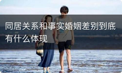 同居关系和事实婚姻差别到底有什么体现