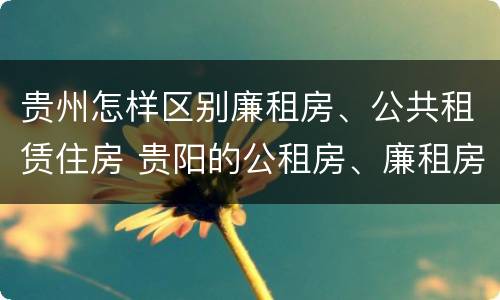 贵州怎样区别廉租房、公共租赁住房 贵阳的公租房、廉租房在什么地方?