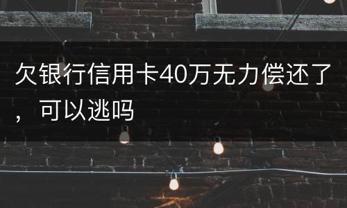 欠银行信用卡40万无力偿还了，可以逃吗