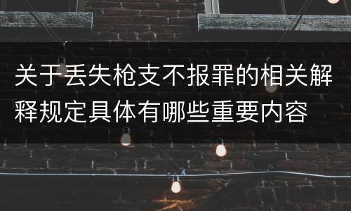 关于丢失枪支不报罪的相关解释规定具体有哪些重要内容