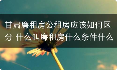 甘肃廉租房公租房应该如何区分 什么叫廉租房什么条件什么叫公租房