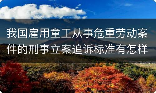 我国雇用童工从事危重劳动案件的刑事立案追诉标准有怎样的规定