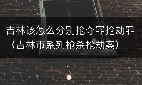 吉林该怎么分别抢夺罪抢劫罪（吉林市系列枪杀抢劫案）