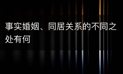 事实婚姻、同居关系的不同之处有何