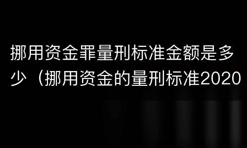 挪用资金罪量刑标准金额是多少（挪用资金的量刑标准2020）