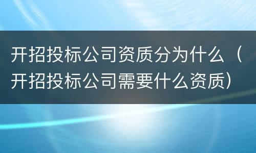 开招投标公司资质分为什么（开招投标公司需要什么资质）