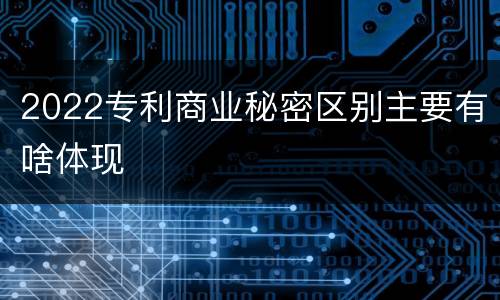 2022专利商业秘密区别主要有啥体现