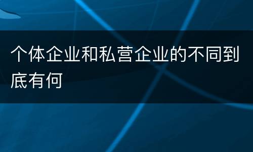 个体企业和私营企业的不同到底有何