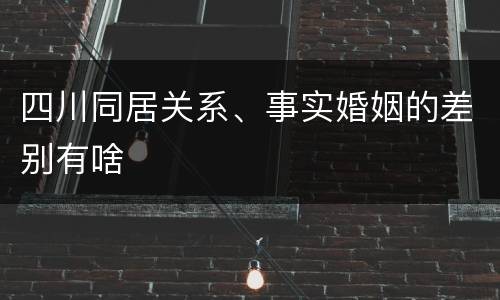 四川同居关系、事实婚姻的差别有啥