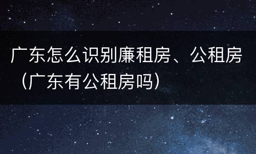 广东怎么识别廉租房、公租房（广东有公租房吗）