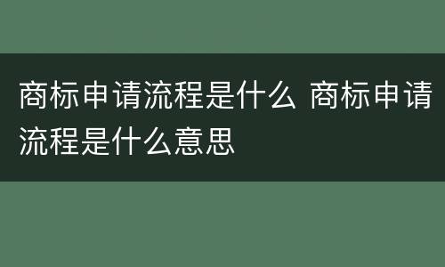 商标申请流程是什么 商标申请流程是什么意思