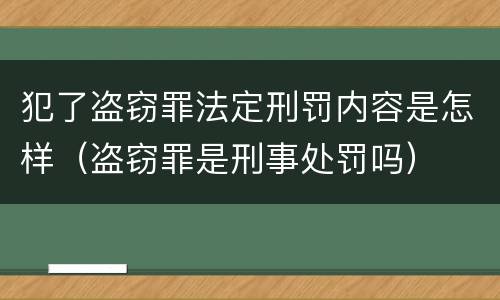 犯了盗窃罪法定刑罚内容是怎样（盗窃罪是刑事处罚吗）