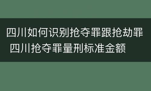 四川如何识别抢夺罪跟抢劫罪 四川抢夺罪量刑标准金额