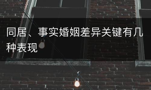 同居、事实婚姻差异关键有几种表现