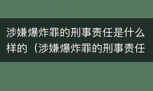 涉嫌爆炸罪的刑事责任是什么样的（涉嫌爆炸罪的刑事责任是什么样的呢）