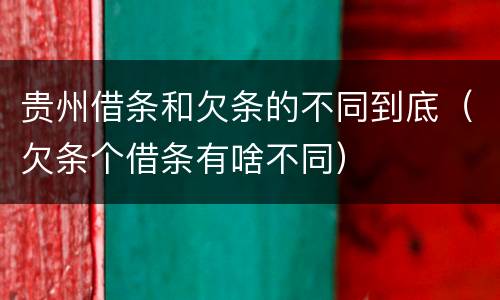 贵州借条和欠条的不同到底（欠条个借条有啥不同）