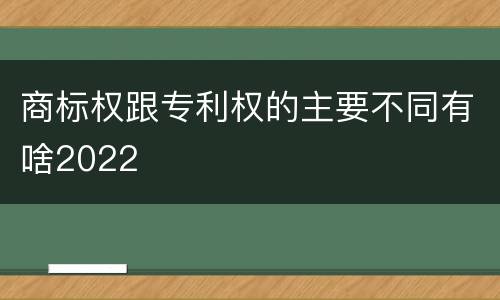 商标权跟专利权的主要不同有啥2022