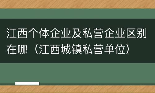 江西个体企业及私营企业区别在哪（江西城镇私营单位）