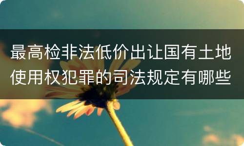 最高检非法低价出让国有土地使用权犯罪的司法规定有哪些主要内容