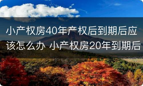 小产权房40年产权后到期后应该怎么办 小产权房20年到期后怎么办