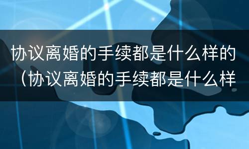 协议离婚的手续都是什么样的（协议离婚的手续都是什么样的啊）