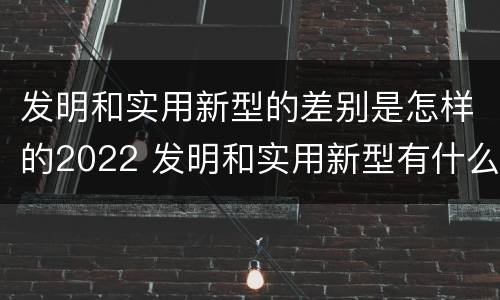 发明和实用新型的差别是怎样的2022 发明和实用新型有什么区别