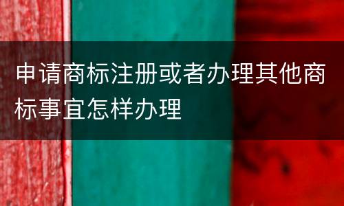 申请商标注册或者办理其他商标事宜怎样办理